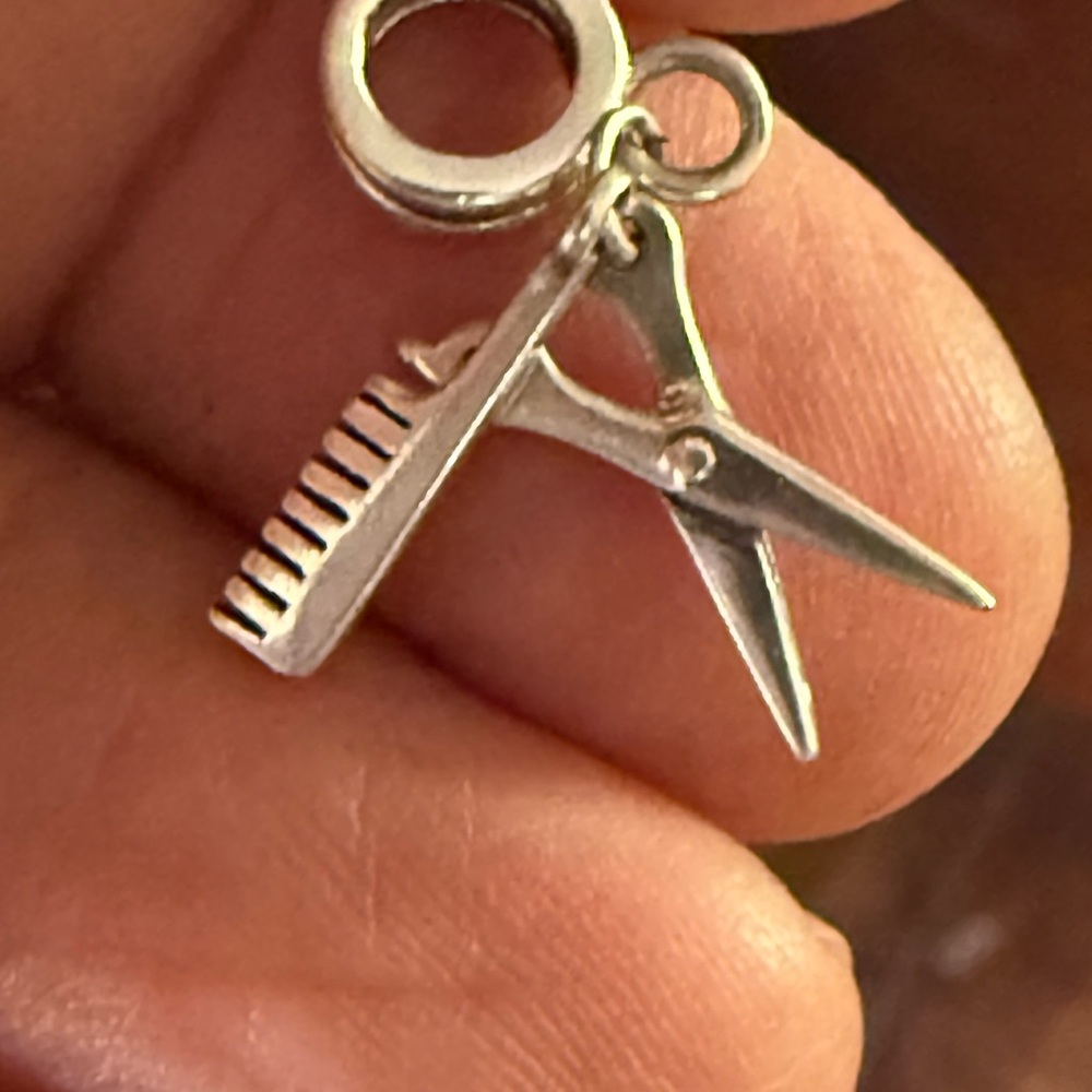 Silver Scissors And Comb Charm - image 2